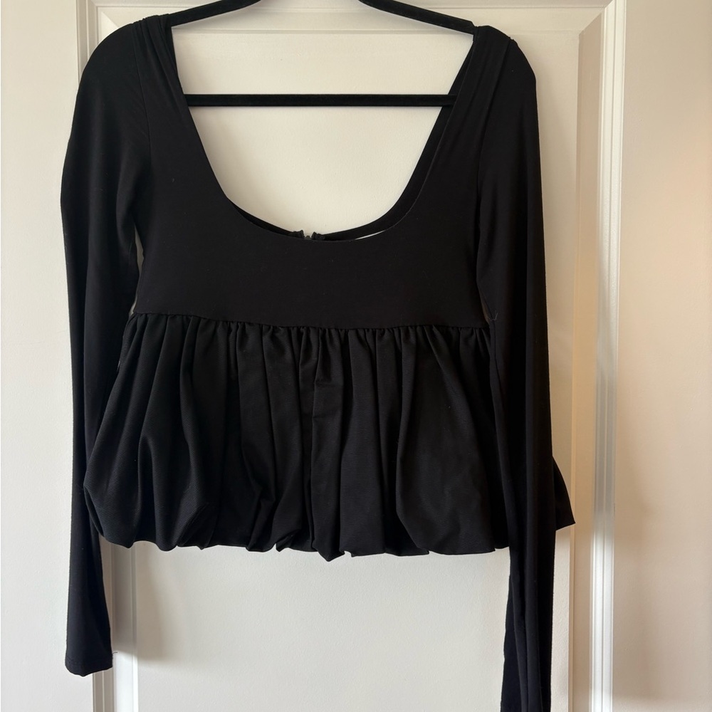The Line by K Elegant Black Peplum Blouse - Picture 4 of 5